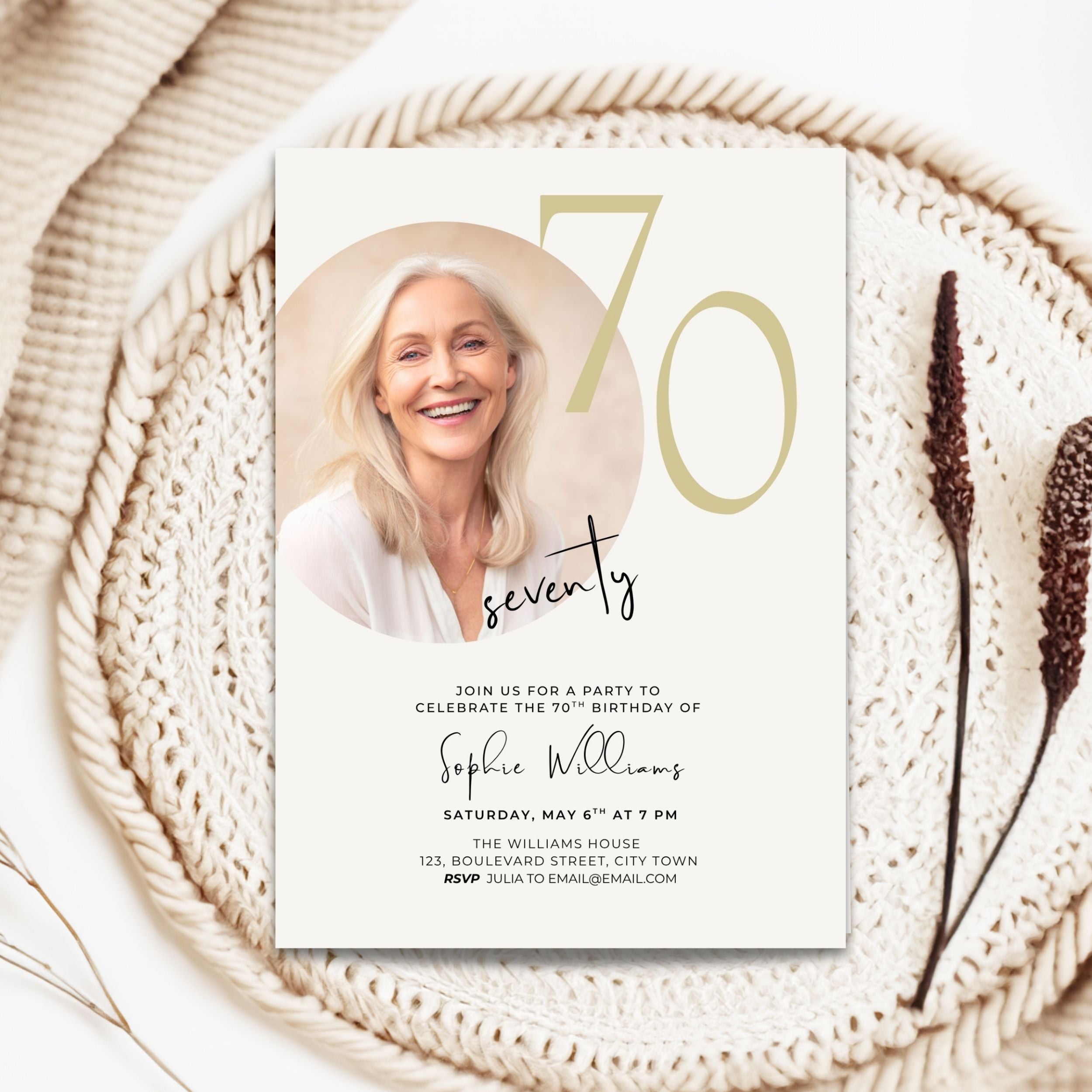 70th Milestone Birthday Photo Invitation Template