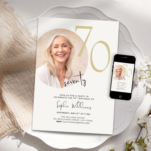 70th Milestone Birthday Photo Invitation Template