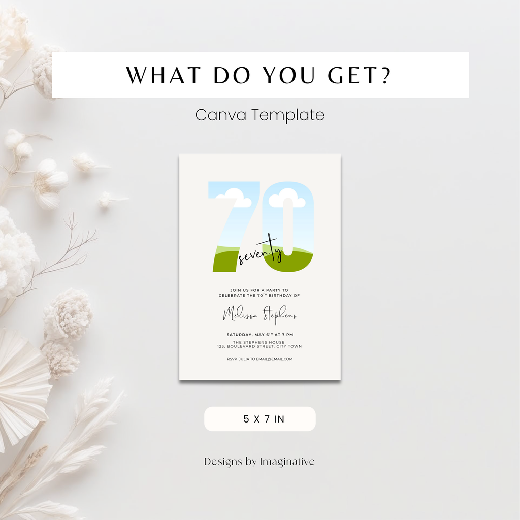 Elegant Photo 70th Birthday Invitation Template