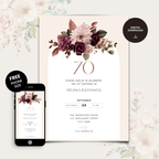 Pink Floral 70th Birthday Invitation Woman