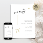 Elegant Minimal 70th Birthday Invitation