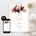 Pink Floral 70th Birthday Invitation Woman