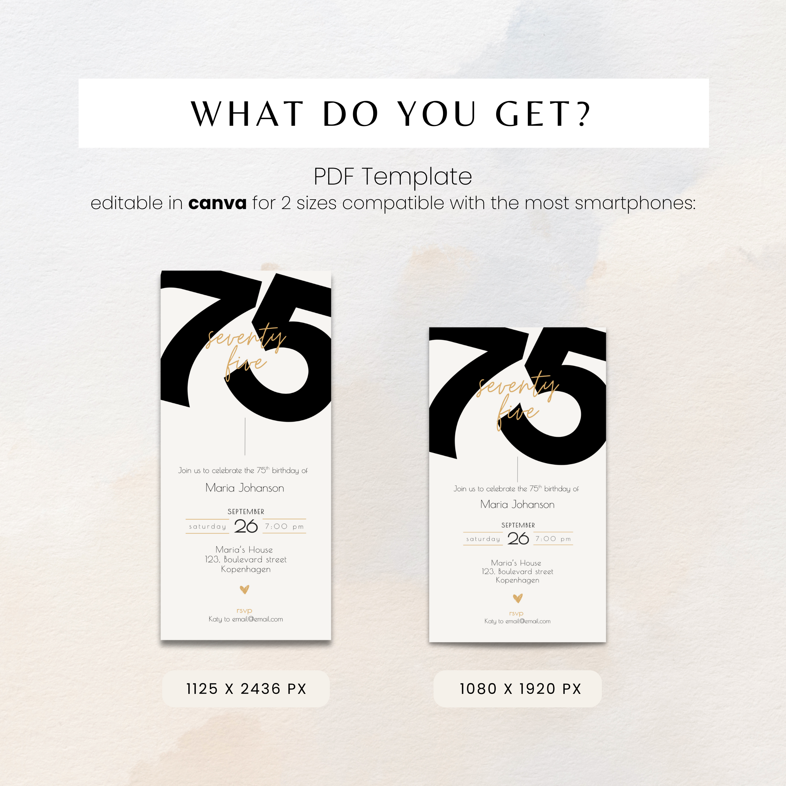 Elegant 75th Birthday Invitation Bold Typography