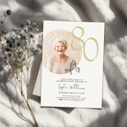 Minimal Photo 80th Birthday Invitation for Her