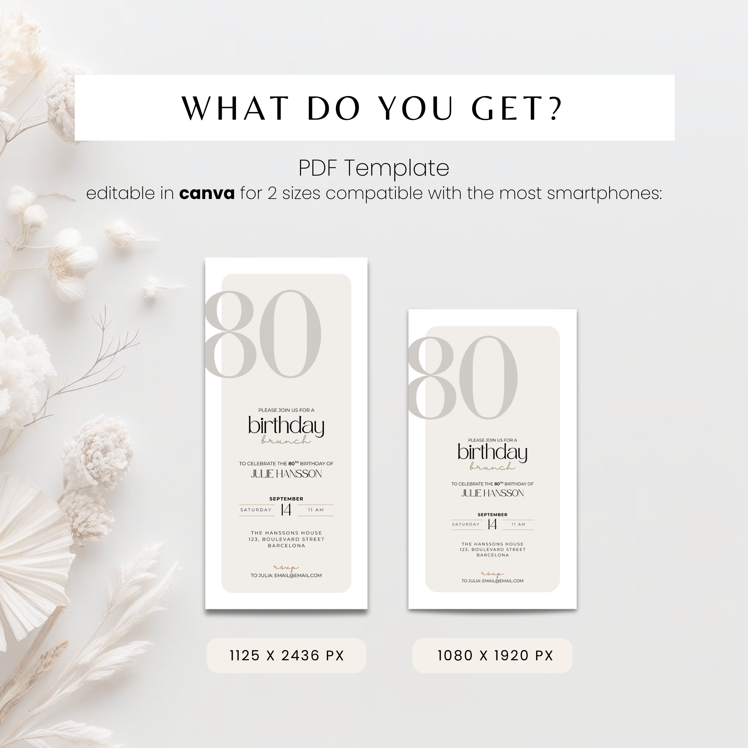Stylish Elegant 80th Birthday Invitation Brunch