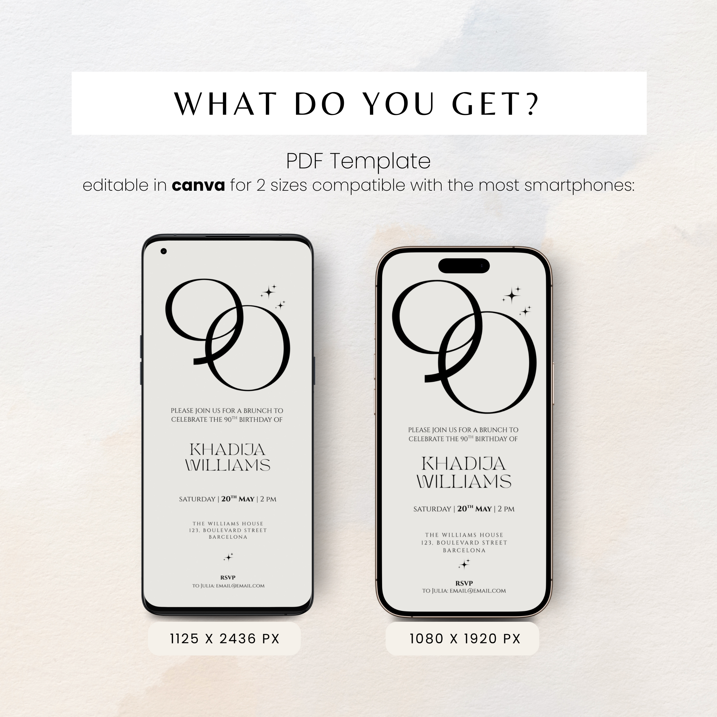 Elegant 90th Birthday Invitation