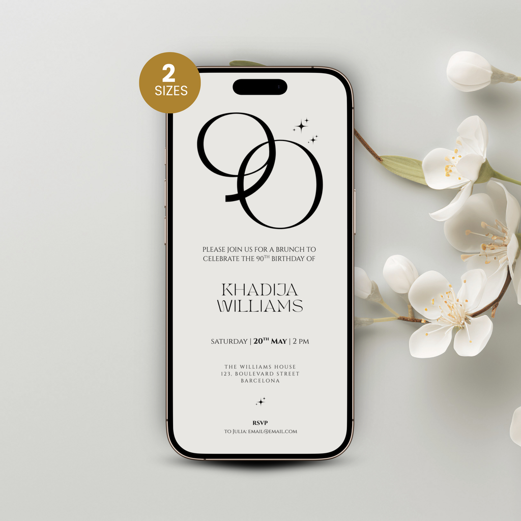 Elegant 90th Birthday Invitation