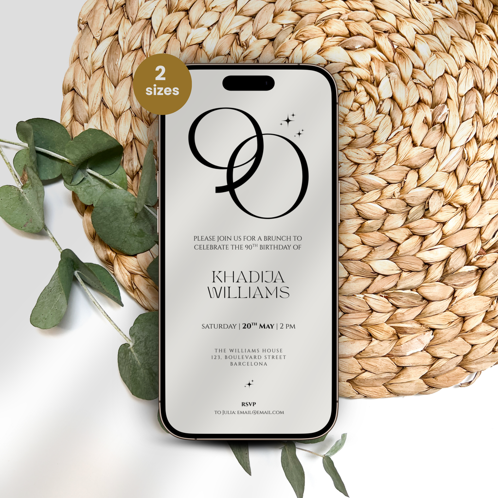 Elegant 90th Birthday Invitation