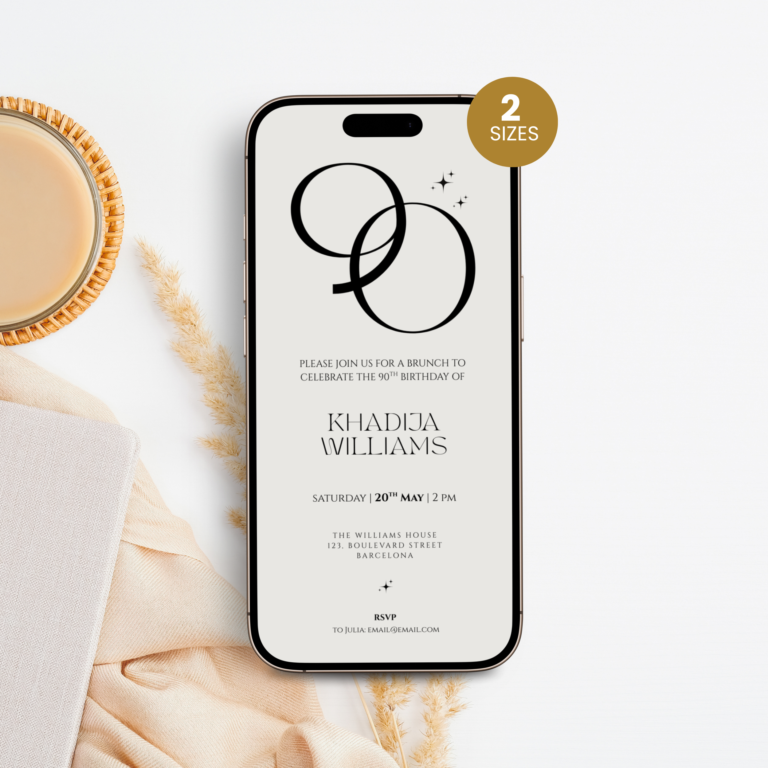 Elegant 90th Birthday Invitation