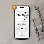 Minimal 90th Birthday Invitation Calligraphy