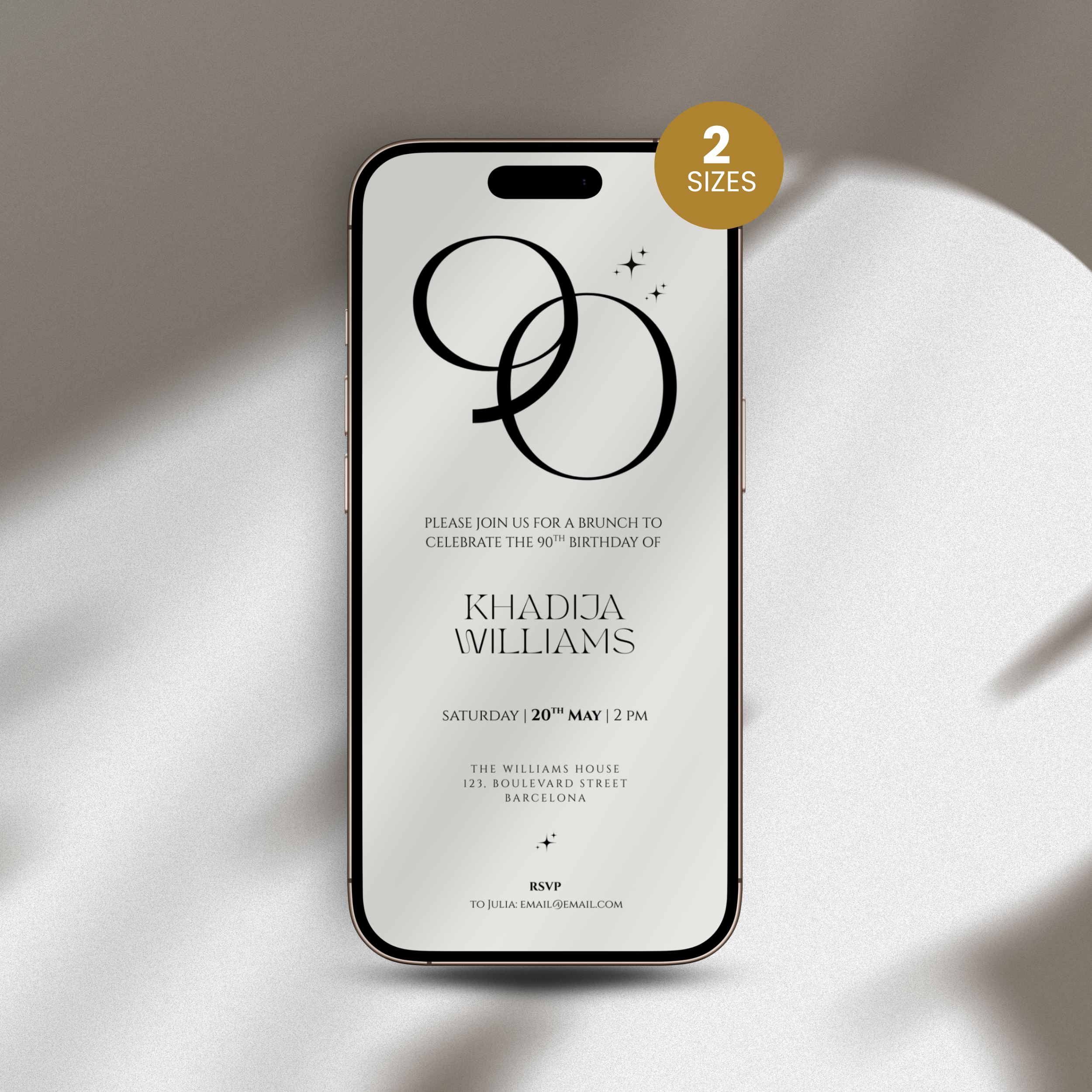 Elegant 90th Birthday Invitation