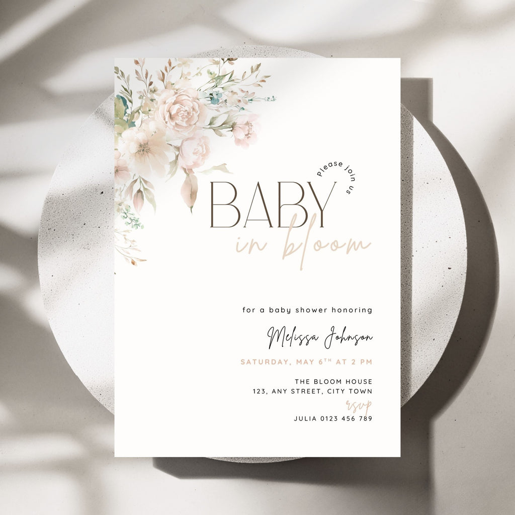 Baby in Bloom Baby Shower Invitation Template – image 1
