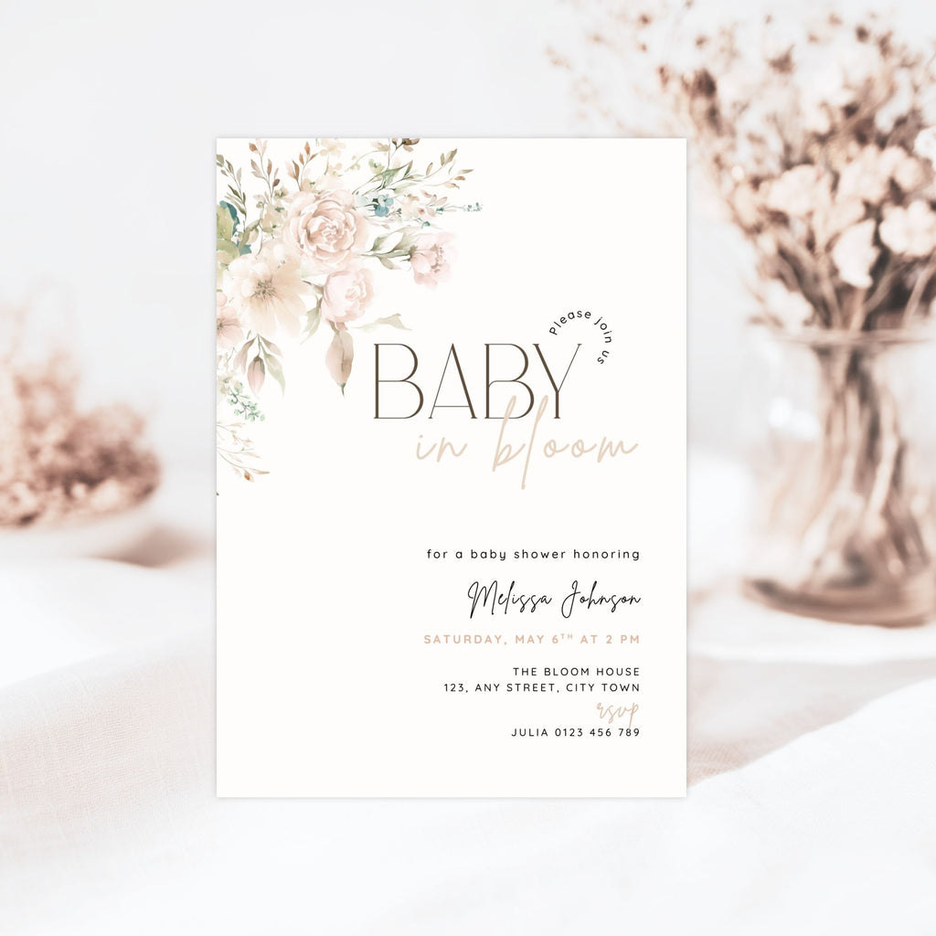 Baby in Bloom Baby Shower Invitation Template – image 2