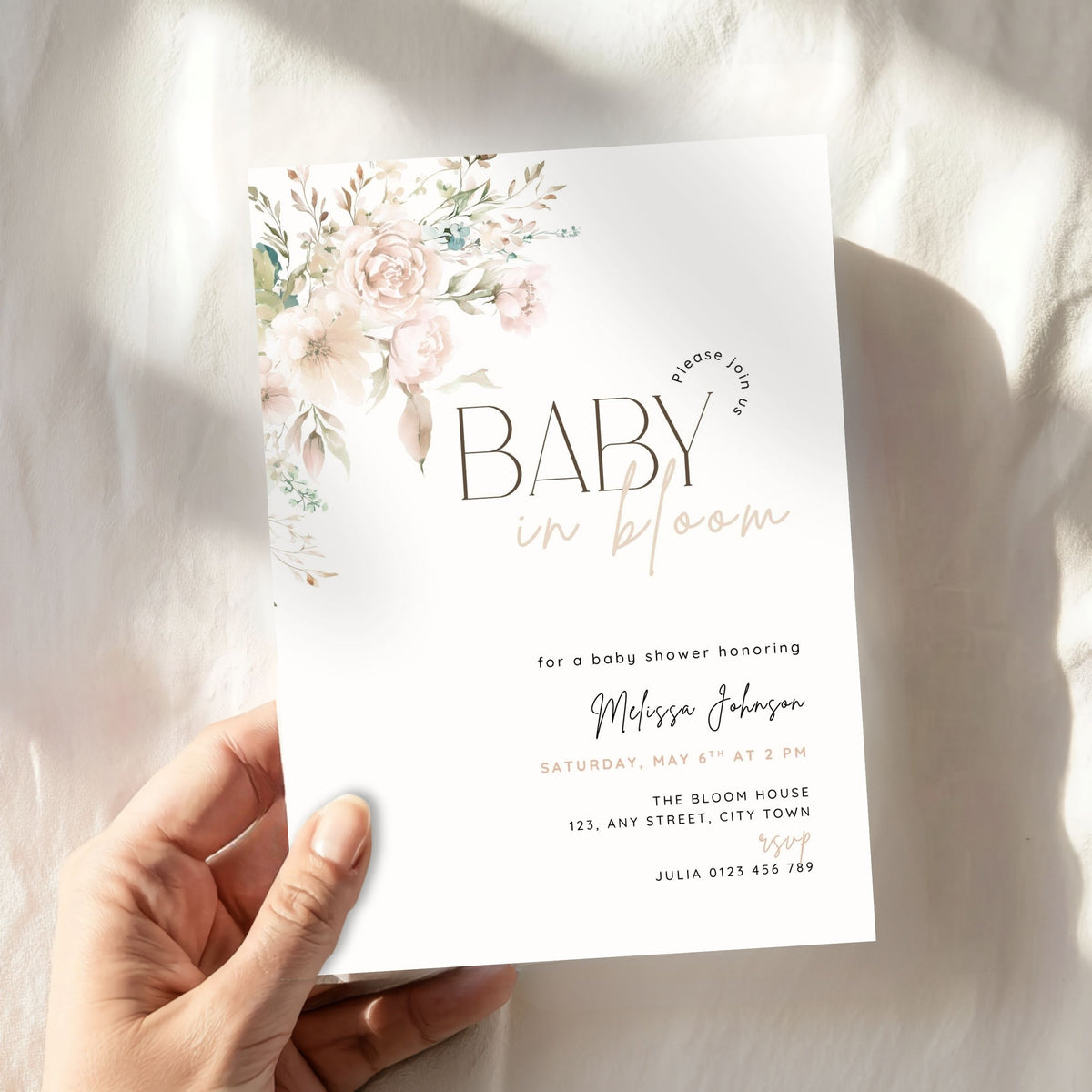 Baby in Bloom Baby Shower Invitation Template – image 3