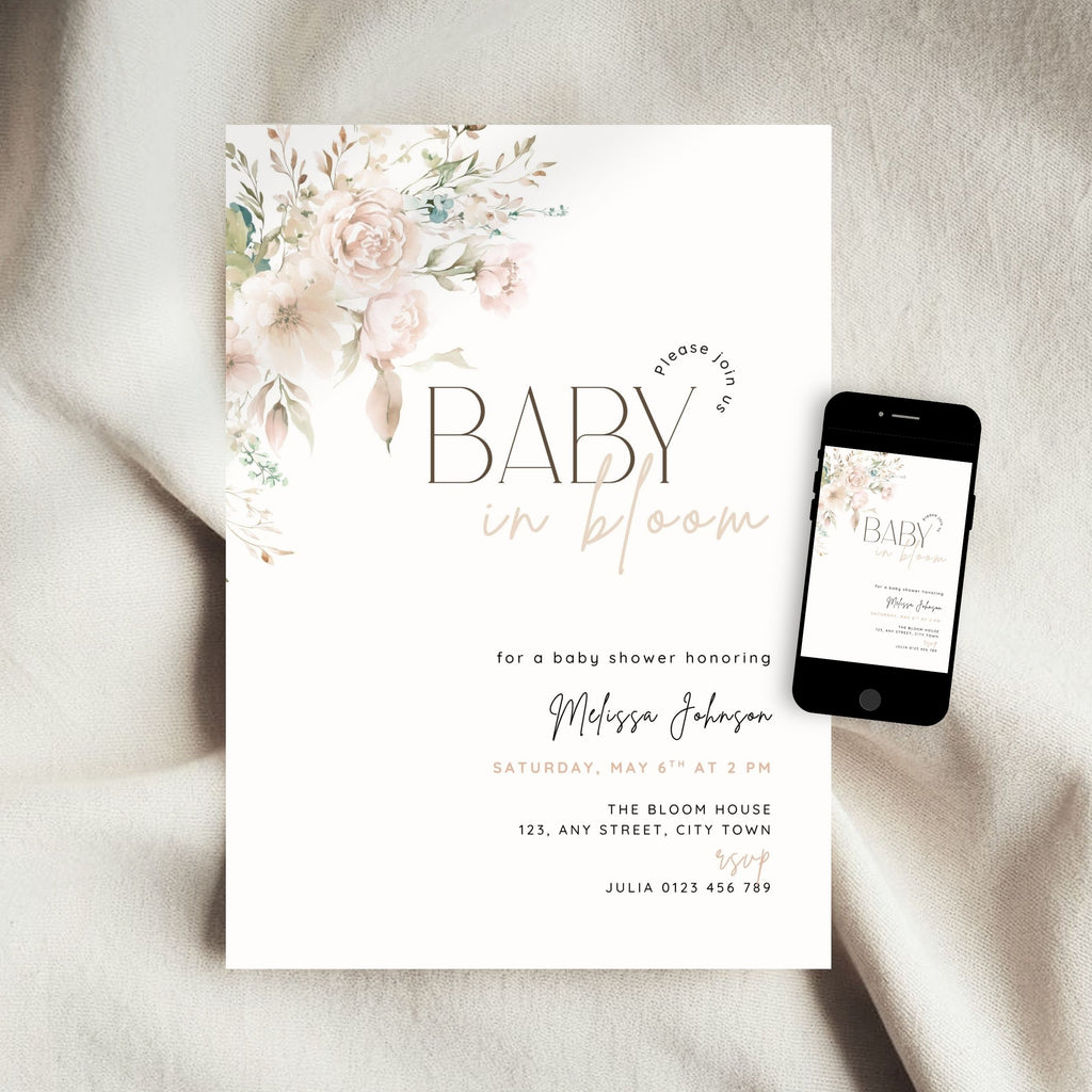 Baby in Bloom Baby Shower Invitation Template – image 4