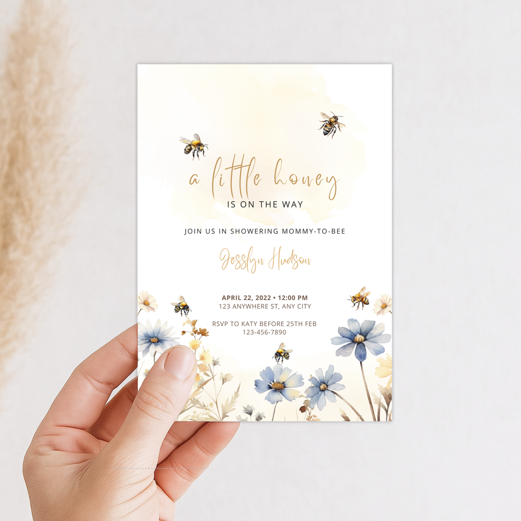 Little Honey Bee Baby Shower Invitation Template – image 2