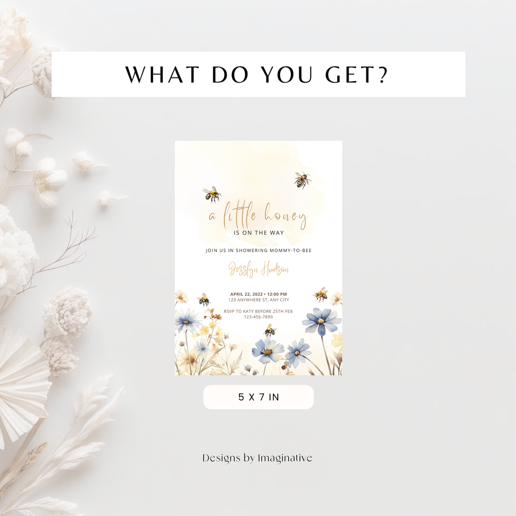 Little Honey Bee Baby Shower Invitation Template – image 5