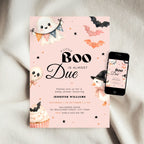 Pink Halloween Little Boo Baby Shower Invitation Set