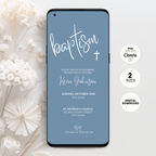 Elegant Bleu Baptism Invitation Boys