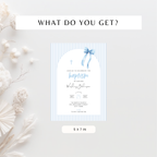 Striped Blue Bow Baptism Invitation