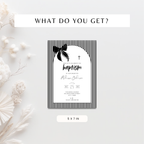 Striped Black Bow Baptism Invitation