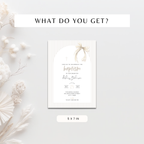 Striped Beige Bow Baptism Invitation