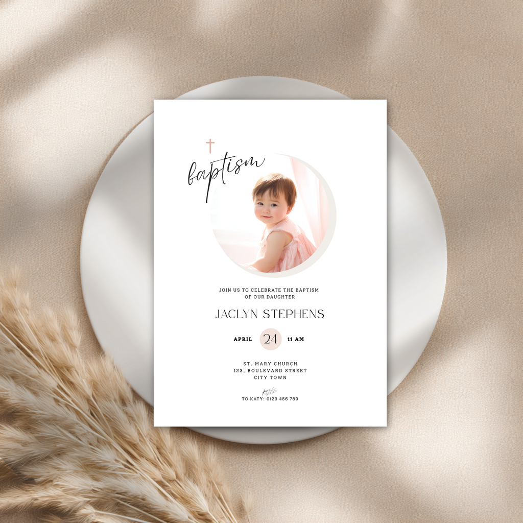 Minimalistic Photo Baptism Invitation
