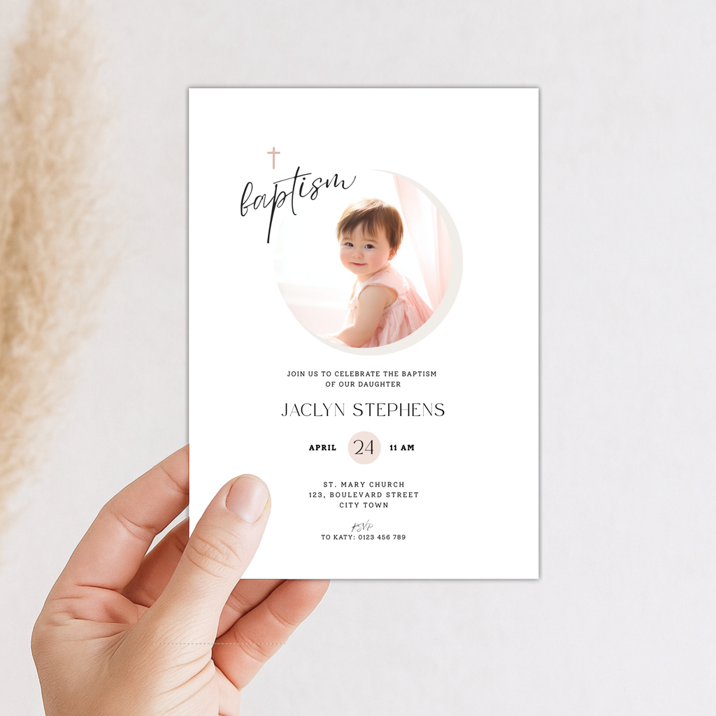 Minimalistic Photo Baptism Invitation