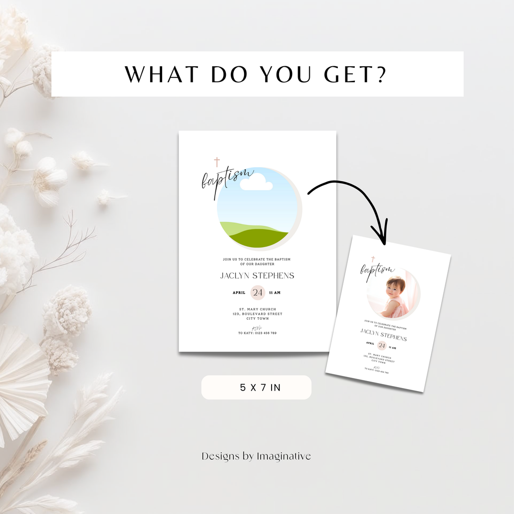 Minimalistic Photo Baptism Invitation