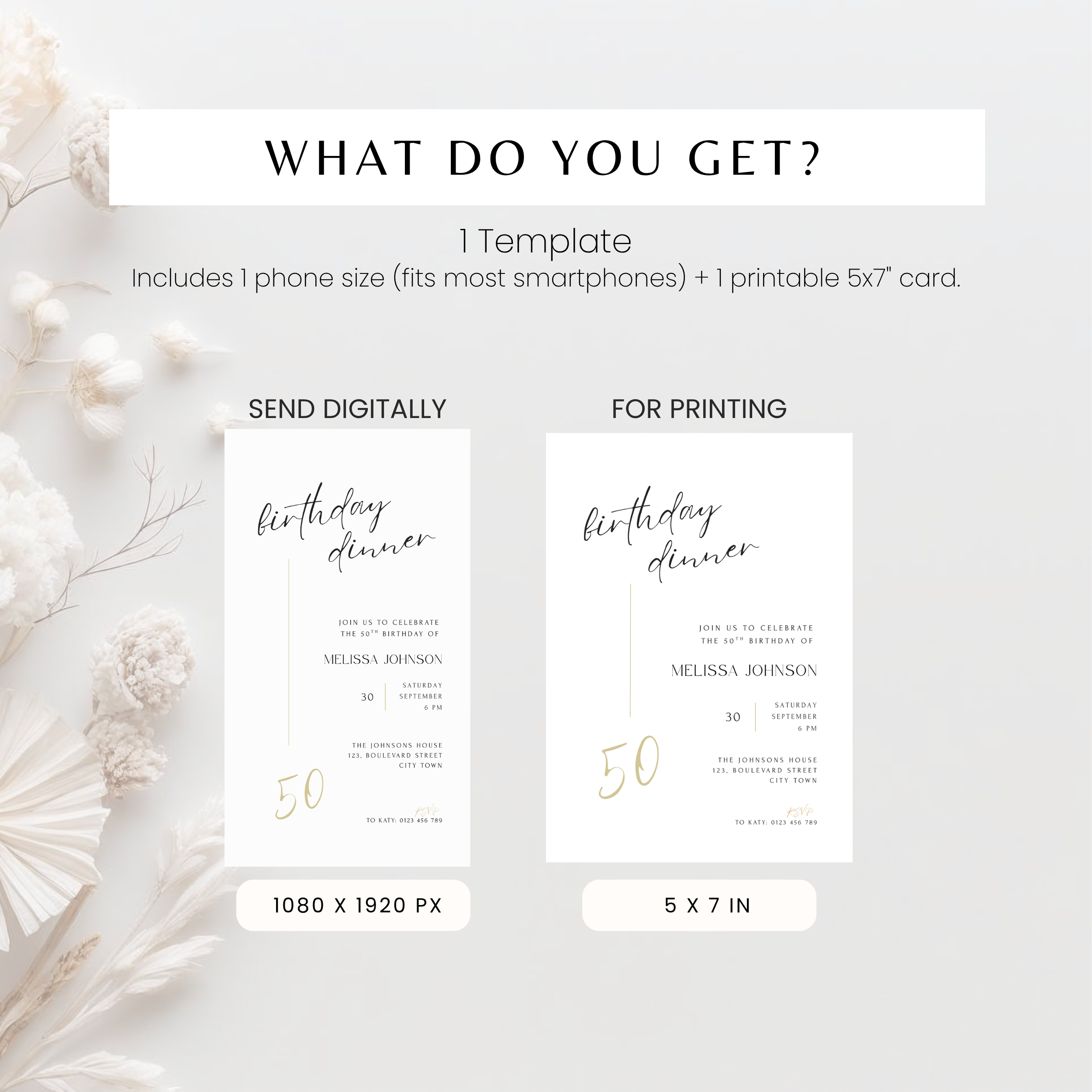 Elegant Birthday Dinner Invitation