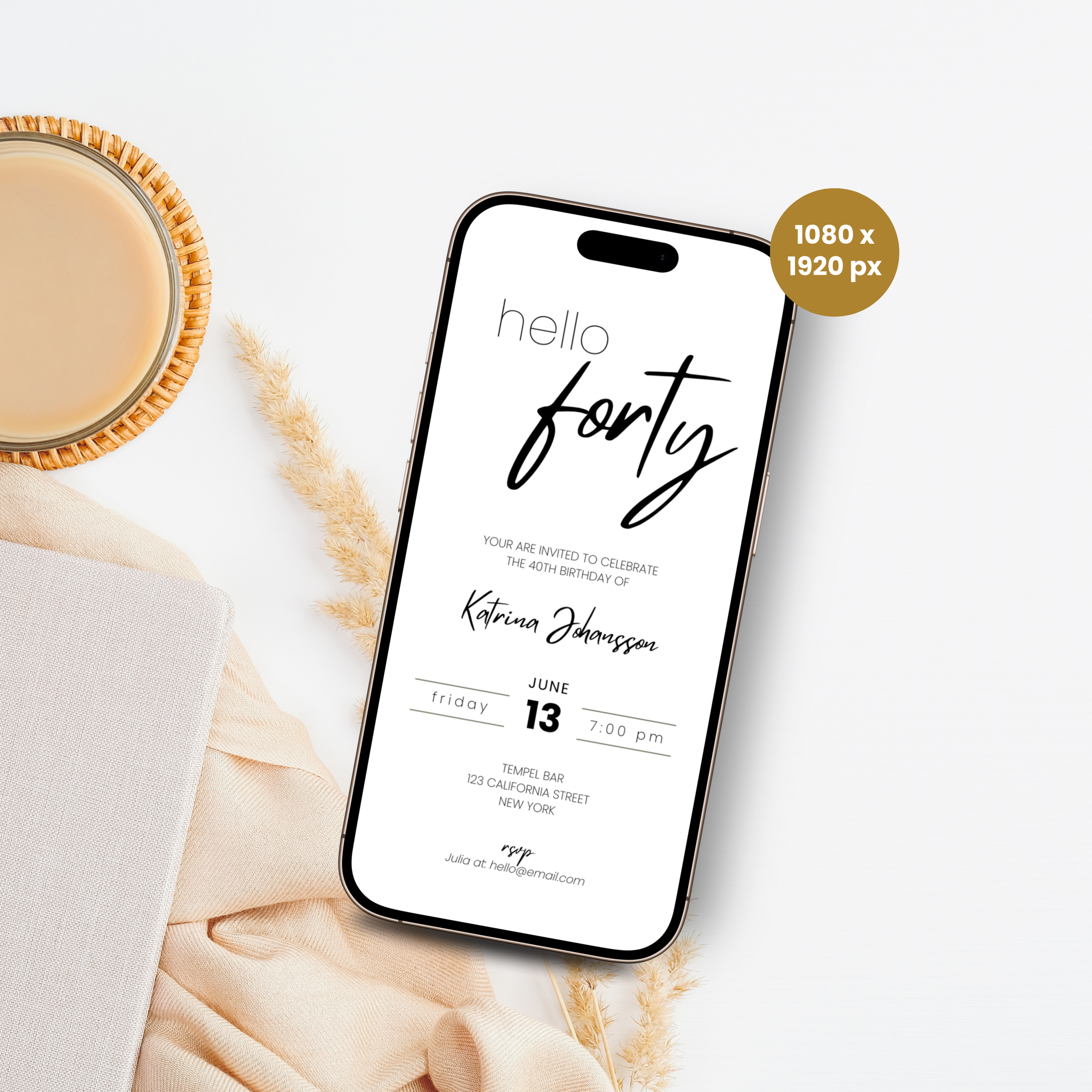 Minimal Elegant 40th Birthday Invitation