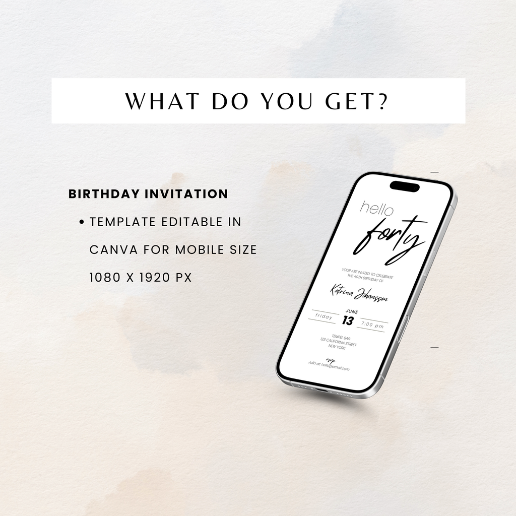 Minimal Elegant 40th Birthday Invitation