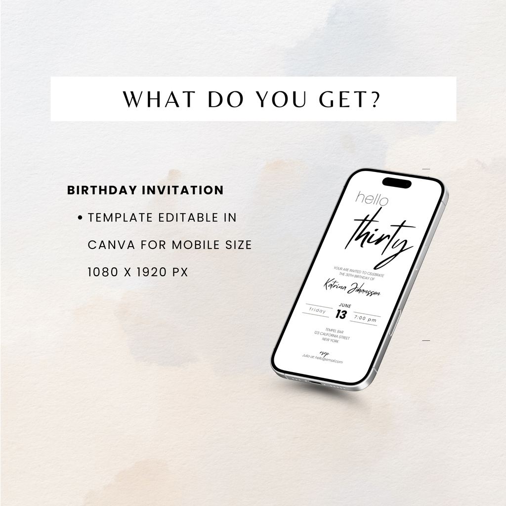 Minimal Elegant 30th Birthday Invitation