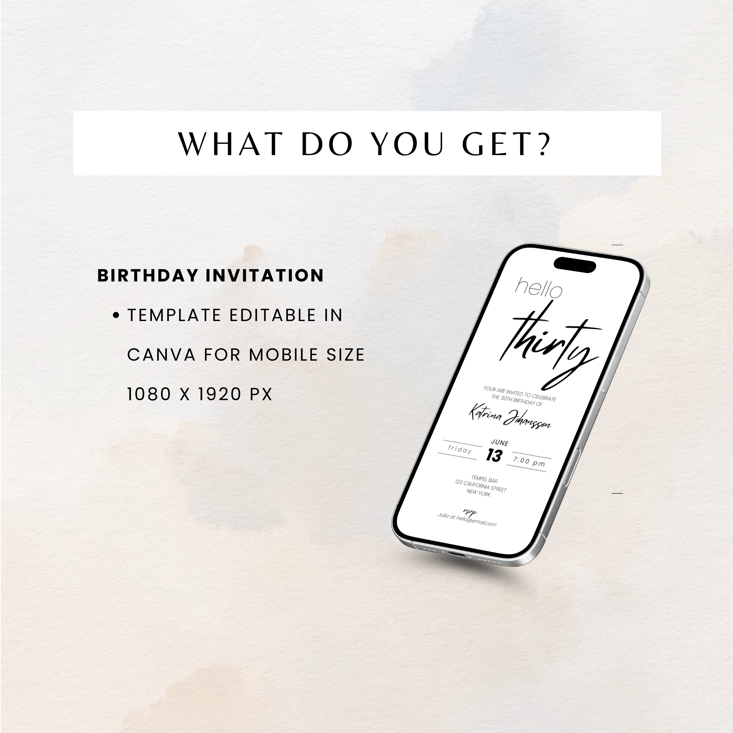 Minimal Elegant 30th Birthday Invitation