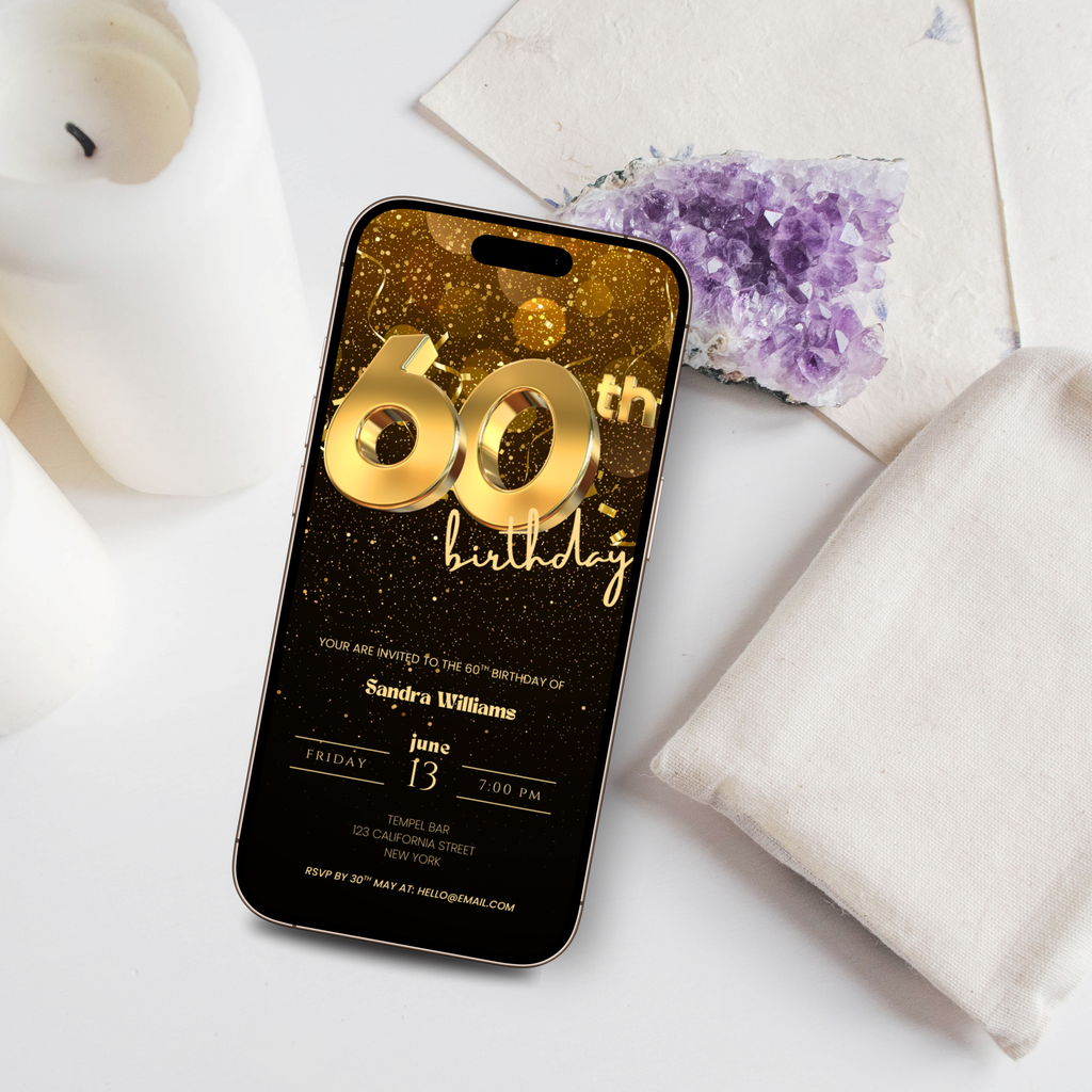 Golden 60th Birthday Invitation