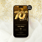 Golden 70th Birthday Invitation