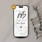 Minimal 50th Birthday Invitation Calligraphy