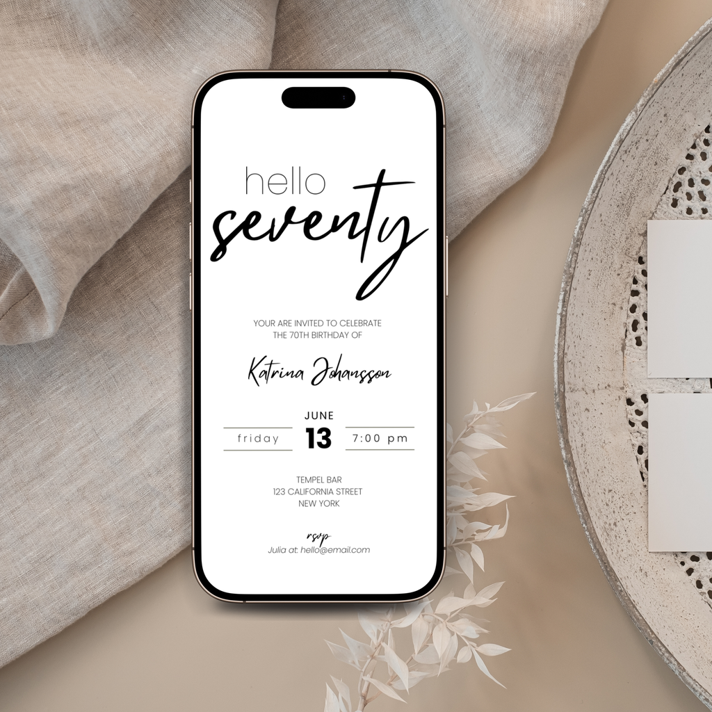 Minimalist Elegant 70th Birthday Invitation