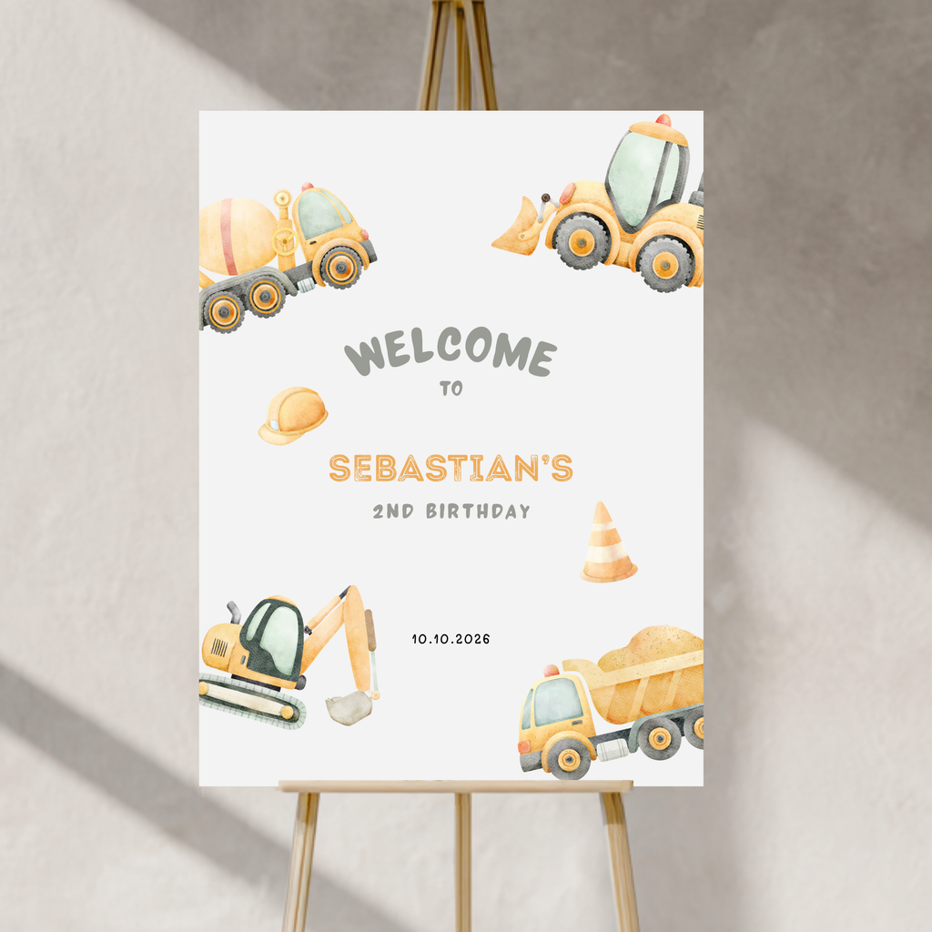 Construction Truck Birthday Welcome Sign Boys