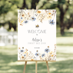 Spring Floral Bee Birthday Welcome Sign