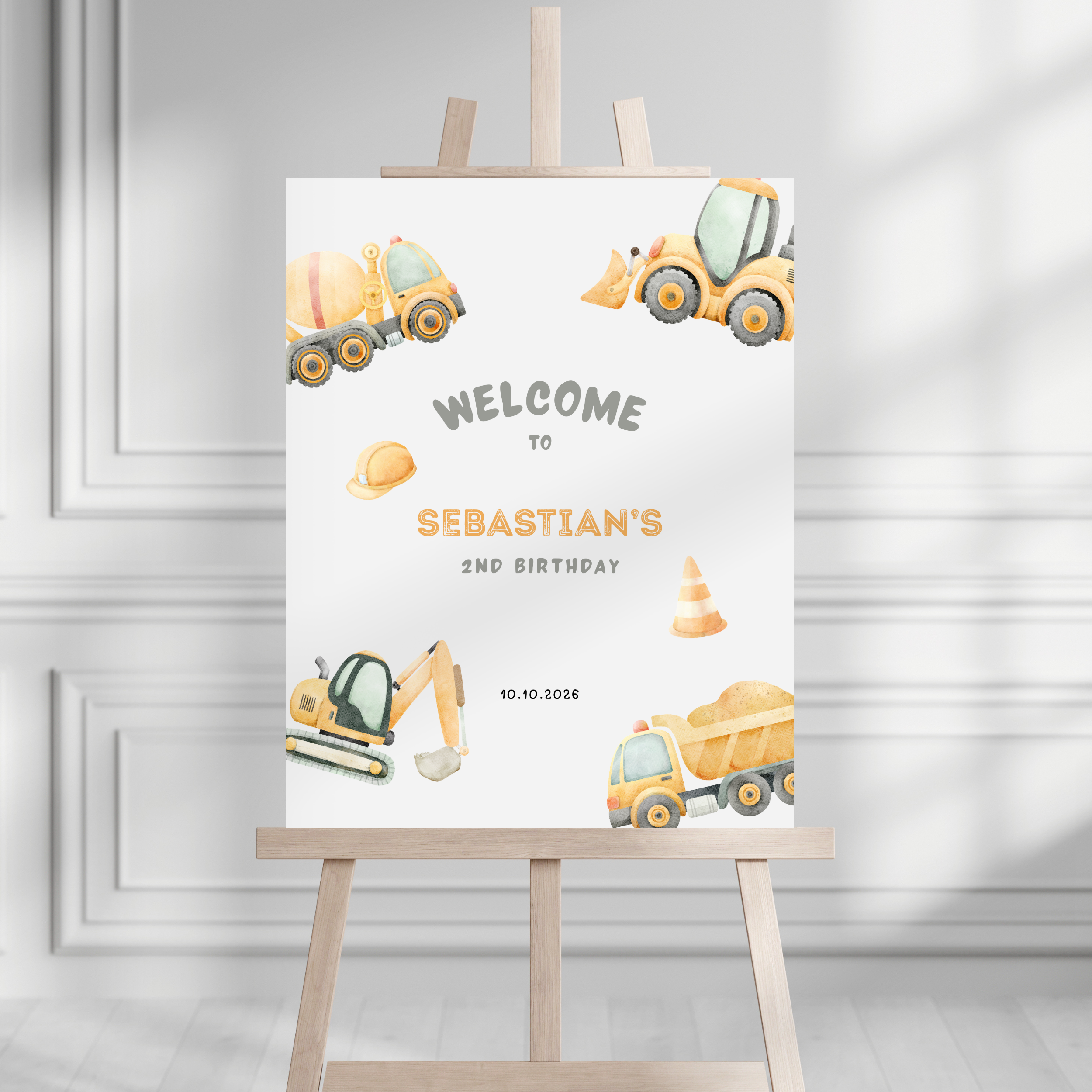 Construction Truck Birthday Welcome Sign Boys