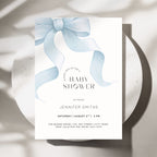 Blue Bow Coquette Baby Shower Invitation Template – image 1