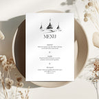 Hand drawn trees christmas menu card template