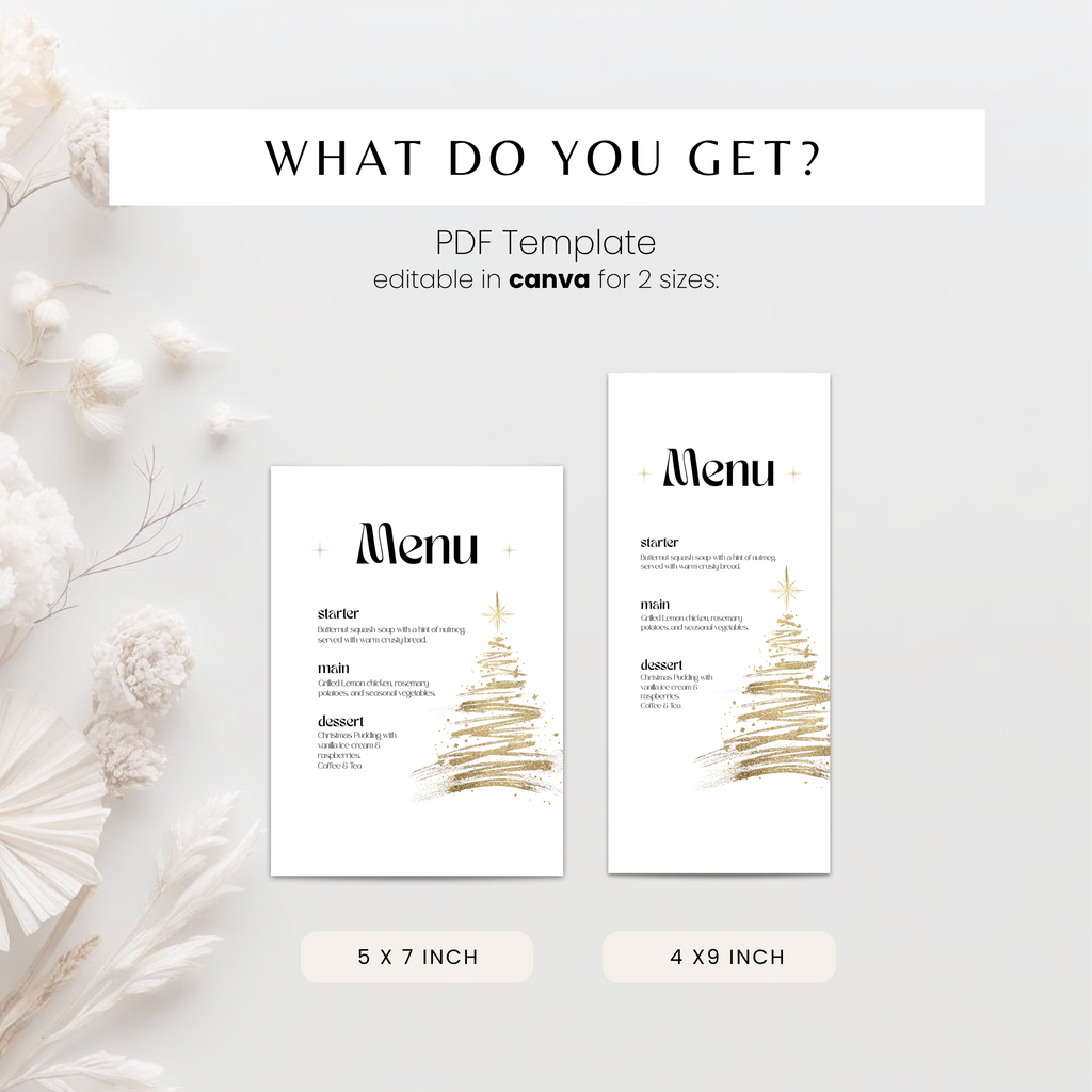 Golden Christmas Tree Menu Template