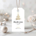 Golden Christmas gift tag template preview, editable in Canva