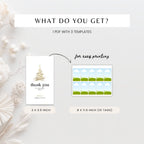 Printable sheet of golden Christmas thank you gift tags, 10 tags on one page