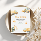 Construction Birthday Thank You Card Truck