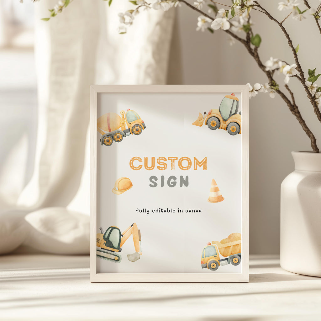 Custom Construction Birthday Sign