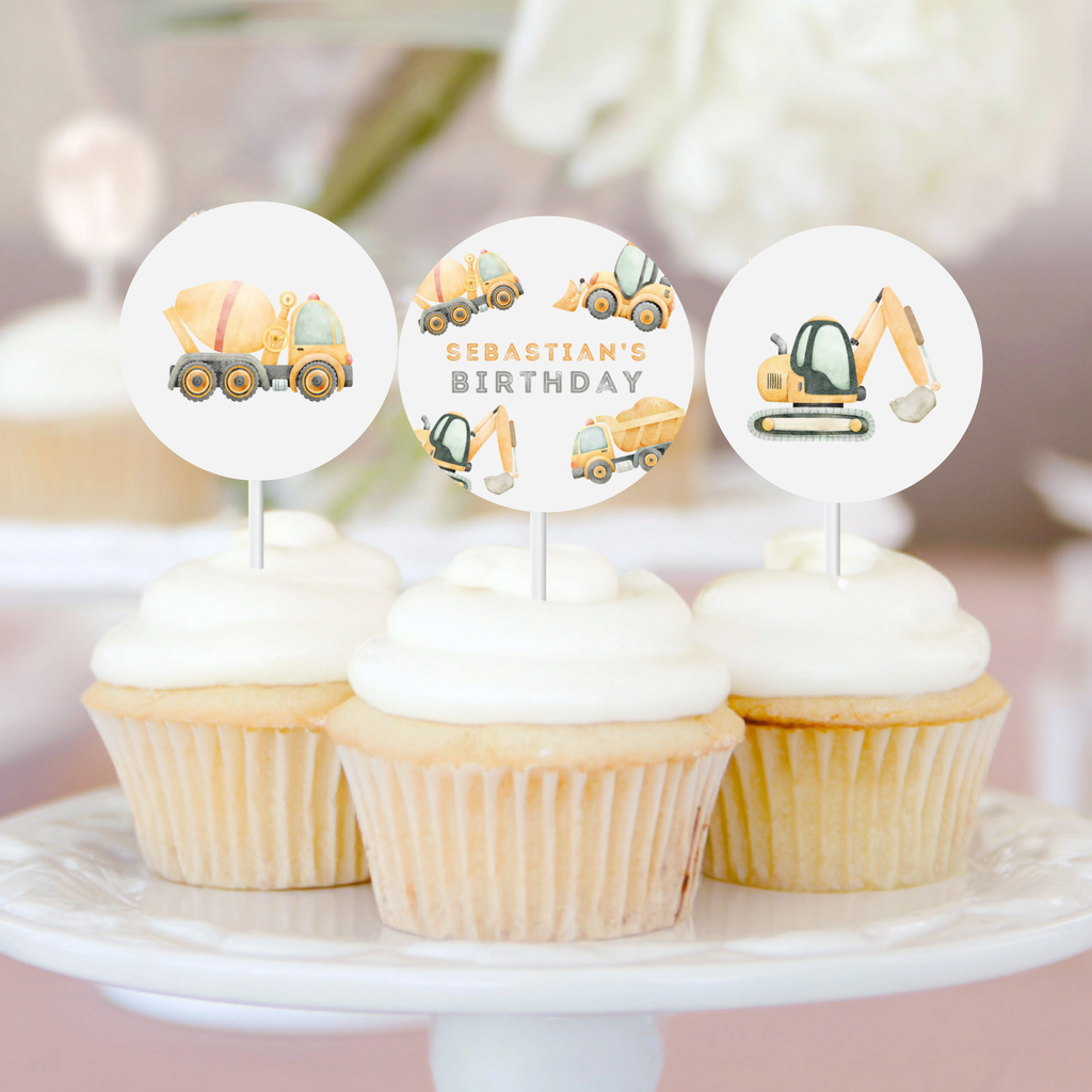 Construction Cupcake Toppers for Boys