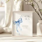 Custom Blue Bow Birthday Sign